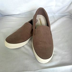 Old Navy Khaki/Tan Perforated Faux Suede Sneakers for Women Size 6